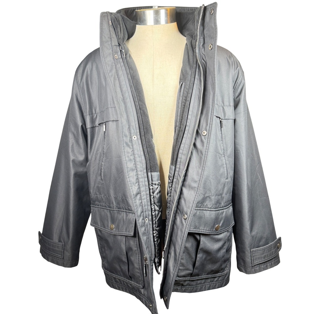 Michael Kors Mens Black Field Jacket Removable Quilted Liner Large RN 121545
